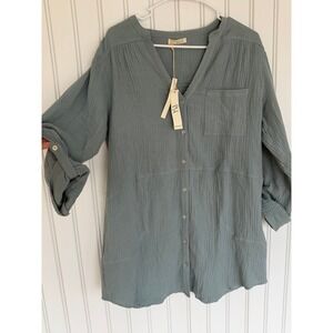 NWT tunic top blouse 100% cotton dress boho cottage core natural cowgirl minimal